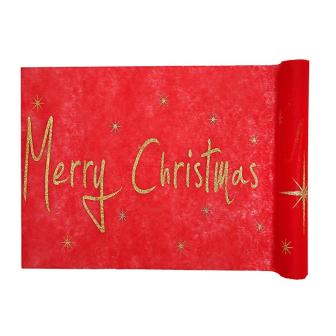 Chemin de table "Merry Christmas" 5 m - rouge
