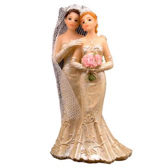 Figurine pour gâteau de mariage "Couple gay - Women power" 10 cm