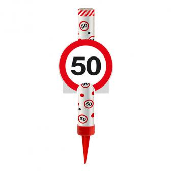 Bougie étincelle "Panneau de circulation" 12 cm 50 ème anniversaire