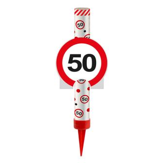 Bougie étincelle "Panneau de circulation" 12 cm 50 ème anniversaire