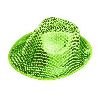 Chapeau trilby à paillettes - vert fluo