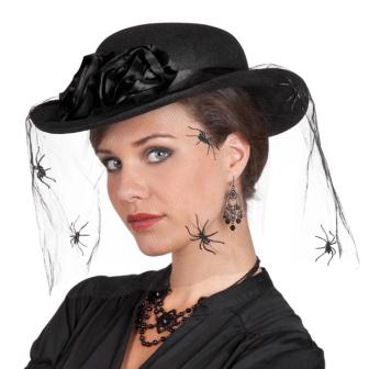 Chapeau en tulle "Veuve noire" 33 cm