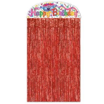 Déco de porte "Happy Birthday" avec cheveux d'ange 1,4 m