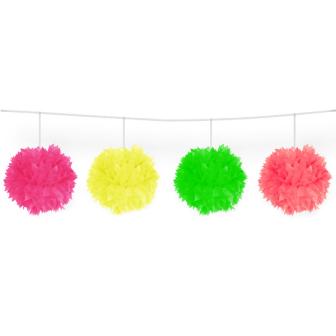 Guirlande de pompons fluorescents en papier gaufré 3 m