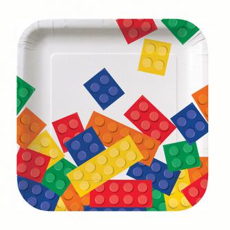 8 petites assiettes carrées "Briques colorées"