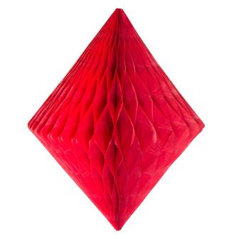 Diamant en papier alvéolé 30 cm - rouge