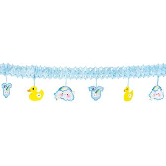 Guirlande en papier alvéolé "Alarme tétine" 4 m-bleu clair