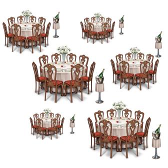 Déco murale "Tables garnies pour salle de bal" 85 cm 12 pcs