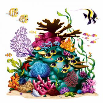 Déco murale "Récif de corail avec poissons" 160 cm 4 pcs