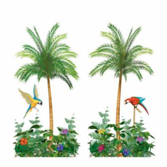 Déco murale "Palmiers avec perroquets" 165 x 85 cm 2 pcs