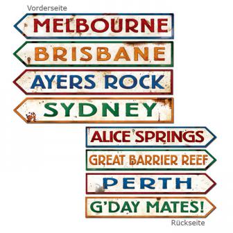 Déco murale panneaux indicateurs "Australie" 10 x 61 cm 4 pcs