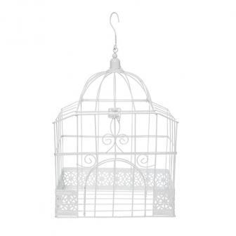Elément de déco blanc "Cage à oiseaux" 30 cm