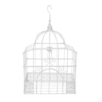 Elément de déco blanc "Cage à oiseaux" 30 cm