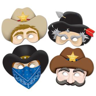 Masques en carton "Wild West" 4 pcs