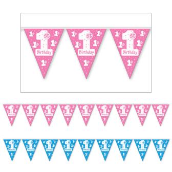Guirlande de fanions "1st Birthday" 3,7 m