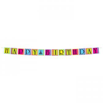 Guirlande de fanions "Happy Colourful Birthday" 2,74 m