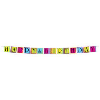 Guirlande de fanions "Happy Colourful Birthday" 2,74 m