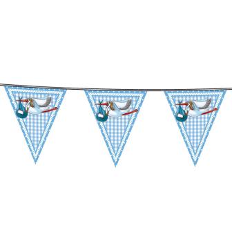 Guirlande de fanions "Cigogne & bébé" 10 m - bleu clair