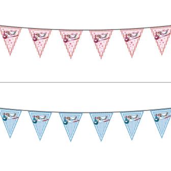 Guirlande de fanions "Cigogne & bébé" 10 m