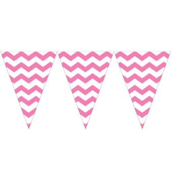 Guirlande de fanions "Crazy Stripes" 2,74 m - rose vif