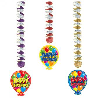 Suspensions Ballons "Happy Birthday" 3 pièces