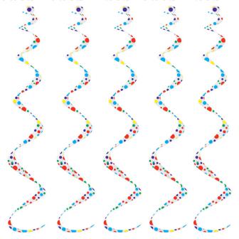 5 décos à spirales "Pois multicolores" 61 cm 