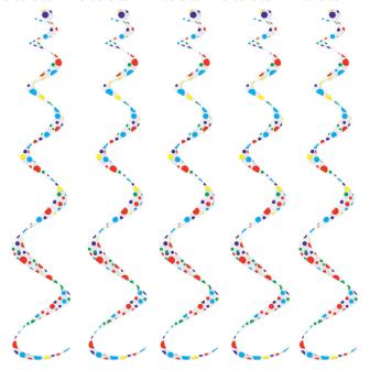 5 décos à spirales "Pois multicolores" 61 cm 