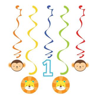 5 Suspensions tourbillons "Jungle Boys 1. anniversaire" 