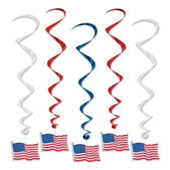 5 suspensions en spirale "Stars & Stripes" 91 cm