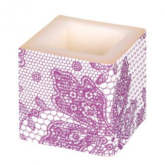 Bougie cube "Elegance Deluxe" 8 cm - lilas