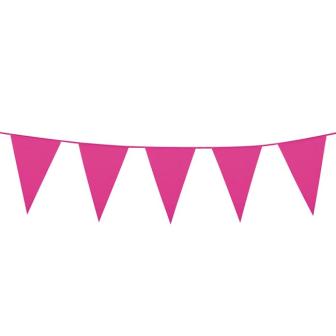 Guirlande de fanions XXL unicolore 10 m - rose vif