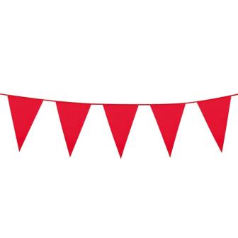 Guirlande de fanions XXL unicolore 10 m - rouge