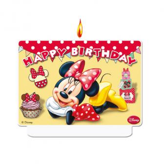 Bougie chiffre "Minnie Mouse" Happy Birthday 7 x 9 cm