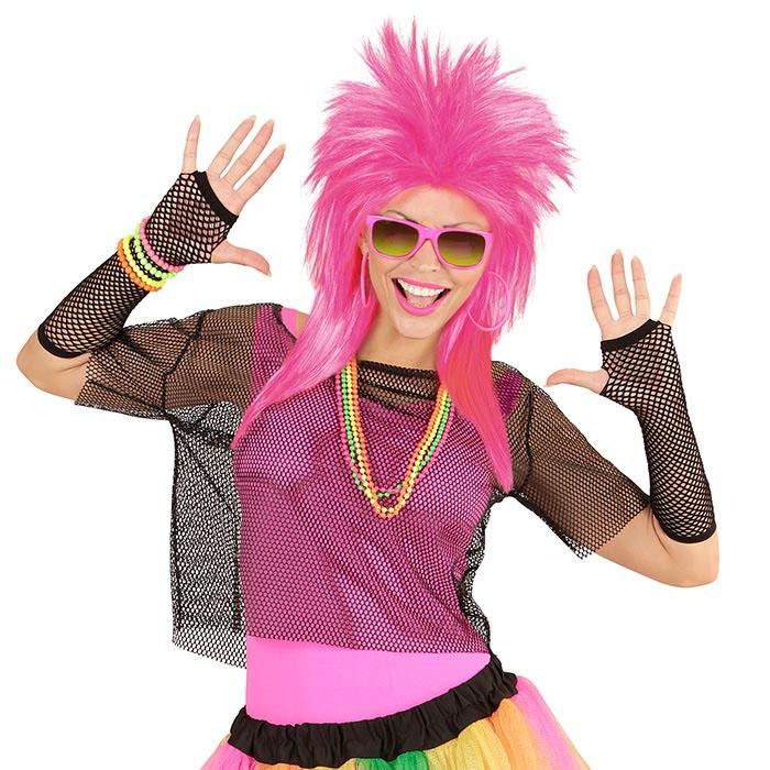 Gants Longs En Résille Sans Doigts - Accessoires Déguisement Punk Années 80 Pour Femme Et Enfant