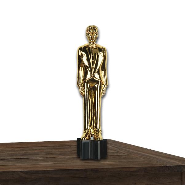 Trophée Doré Avec Base En Marbre - Statue Or Style Élégant, Cadeau Original Personnalisable