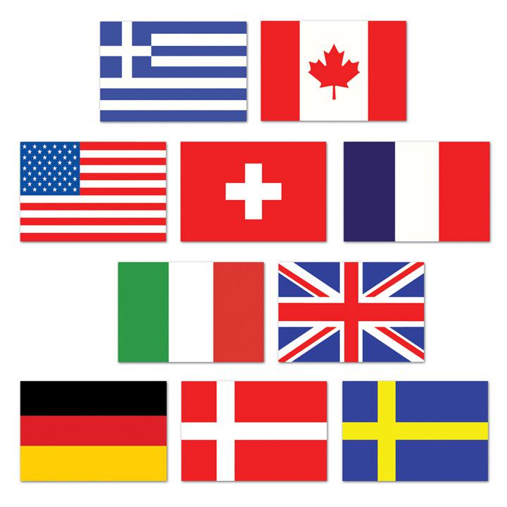 Déco de salle Mini drapeaux du monde 10 pcs 11 cm x 8 cm à prix minis sur   !
