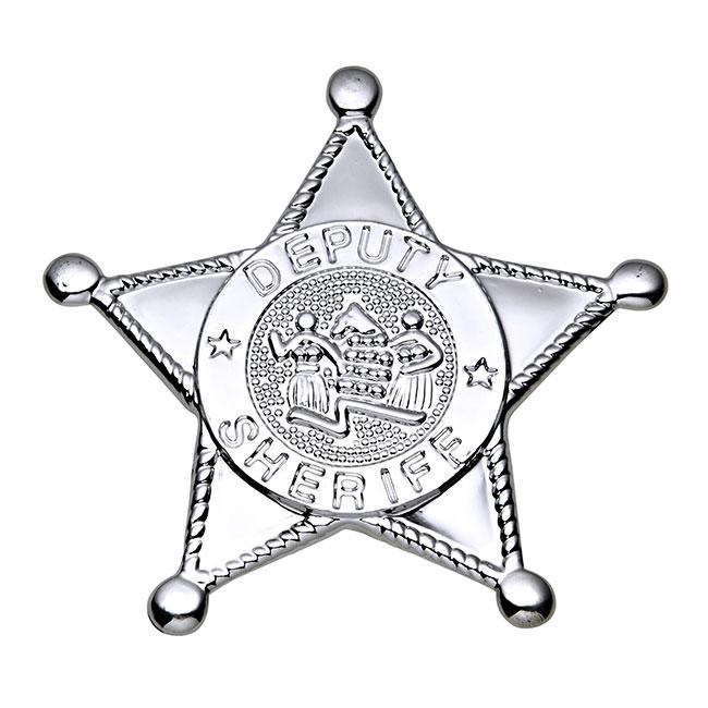 Étoile De Sheriff Broche Argentée - Badge Plastique Pour Déguisement Cowboy - Accessoire Wild West, Carnaval, Halloween