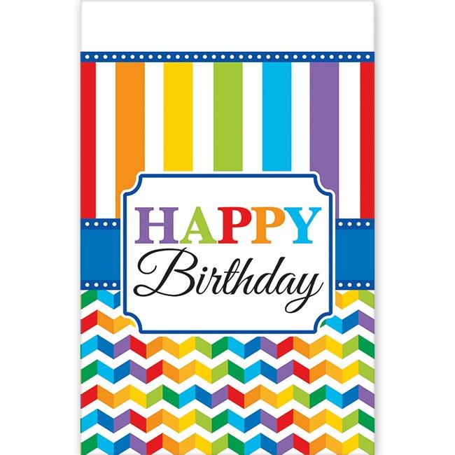 Nappe Anniversaire Plastique Jetable - Motif Ballons Et Gâteaux - 213 X 137 Cm - Unique Party Jamboree