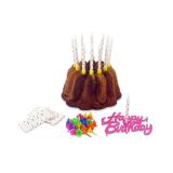 Bougies d'anniversaire avec lettres & support 49 pcs - fuchsia