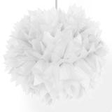 Déco de plafond "Pompon en papier crépon" 30 cm - blanc