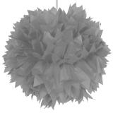 Déco de plafond "Pompon glamour en papier crépon" 30 cm - argent