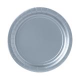 Einfarbige Pappteller 22,8 cm 8er Pack-silber