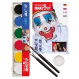 Set maquillage 6 couleurs Aqua avec pinceau, éponge & exemples 10 pcs