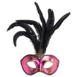 Masque avec plumes - rose vif