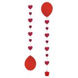 3 pendentifs pour ballon avec boîte "Coeurs rouges"