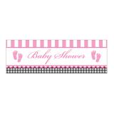 Bannière "Sweet baby feet" 152 x 51 cm - rose