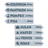 Déco de salle imprimée sur deux faces "Panneaux indicatifs italiens" 4 pcs