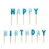 Bougies lettres sur pics en bois "Happy Birthday" 13 pcs