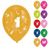8 ballons multicolores "Fête d'anniversaire"