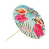 6 Petits parapluies "Hibiscus estival" 